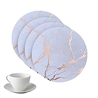 Marble Cork Foiled Granite Thick Cork Heat Resistant Dining Table Coasters Printed Foil Marble Designed Round 4x4 Placemat in Rose Gold