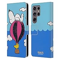Head Case Designs Officially Licensed Peanuts Snoopy & Woodstock Balloon Halfs and Laughs Leather Book Wallet Case Cover Compatible with Samsung Galaxy S24 Ultra 5G
