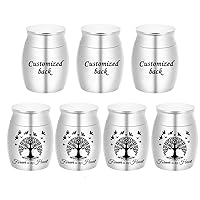 Small Urn for Human Ashes Tree of Life Cremation Urns Mini Set of 7 Urns Perfect Stainless Steel Memorial Ashes Holder Small Funeral Ash Urn-Forever in My Heart (Silver-7pcs-Customize)