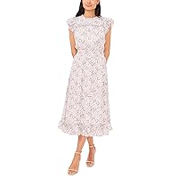 CeCe Women's Printed Smocked Waist Midi Dress