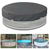 7-8 Ft Steel Round Stock Tank Pool Cover,Upgraded with Drawstring Design Increase Stability(Grey)