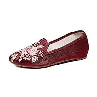 TRC Women's Embroidered Cloth Shoes Muller Shoes Fashionable Ethnic Style Women's Single Shoes
