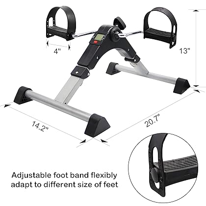 Hausse Folding Exercise Peddler Portable Pedal Exerciser with Electronic Display, Black