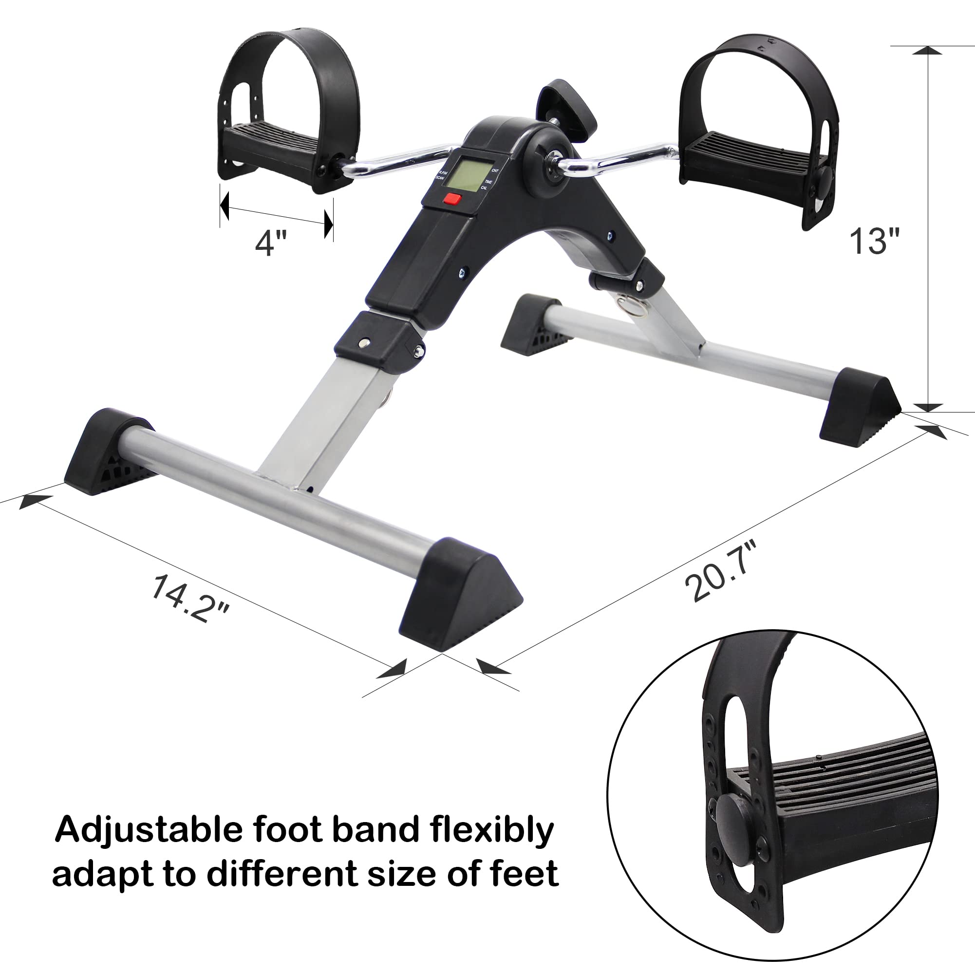 Hausse Folding Exercise Peddler Portable Pedal Exerciser with Electronic Display, Black