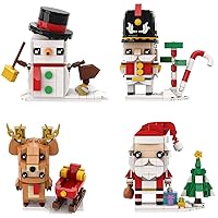 607 Pcs Christmas Building Toys Compatible with Lego, 4in1 Christmas Decor Toys Featuring Christmas Santa, Snowman, Reindeer, Nutcracker Building Blocks Sets, Xmas Gifts for Kids Boys Girls Adults