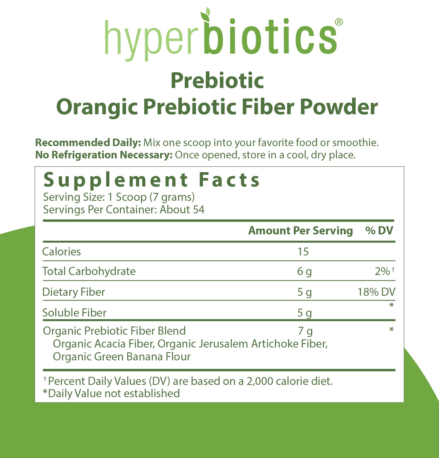 Hyperbiotics Vegan Organic Prebiotic Powder | Unflavored Soluable Fiber Supplement | Supports Healthy Digestion & Growth of Beneficial Gut Bacteria | Jerusalem Artichoke and Acacia | 54 Servings