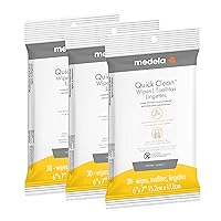 Medela Quick Clean Breast Pump and Accessory Wipes 90ct, 3 Packs of 30 Count, Resealable, Convenient and Hygienic On The Go Cleaning for Tables, Countertops, Chairs, and More