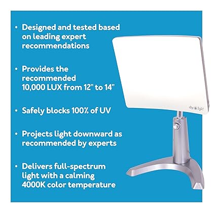 Carex Day-Light Classic Plus Bright Light Therapy Lamp - 10,000 LUX At 12 Inches - LED Sun Lamp Mood Light and Sunlight Lamp and Sun Light For Light Box Therapy and Low Energy Levels