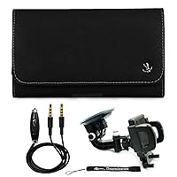 Horizontal Protective Classice PU Leather Hip Holster (CEL936) for Huawei Mate 8, Nexus 6P and Windshield Car Mount and AUX Cable