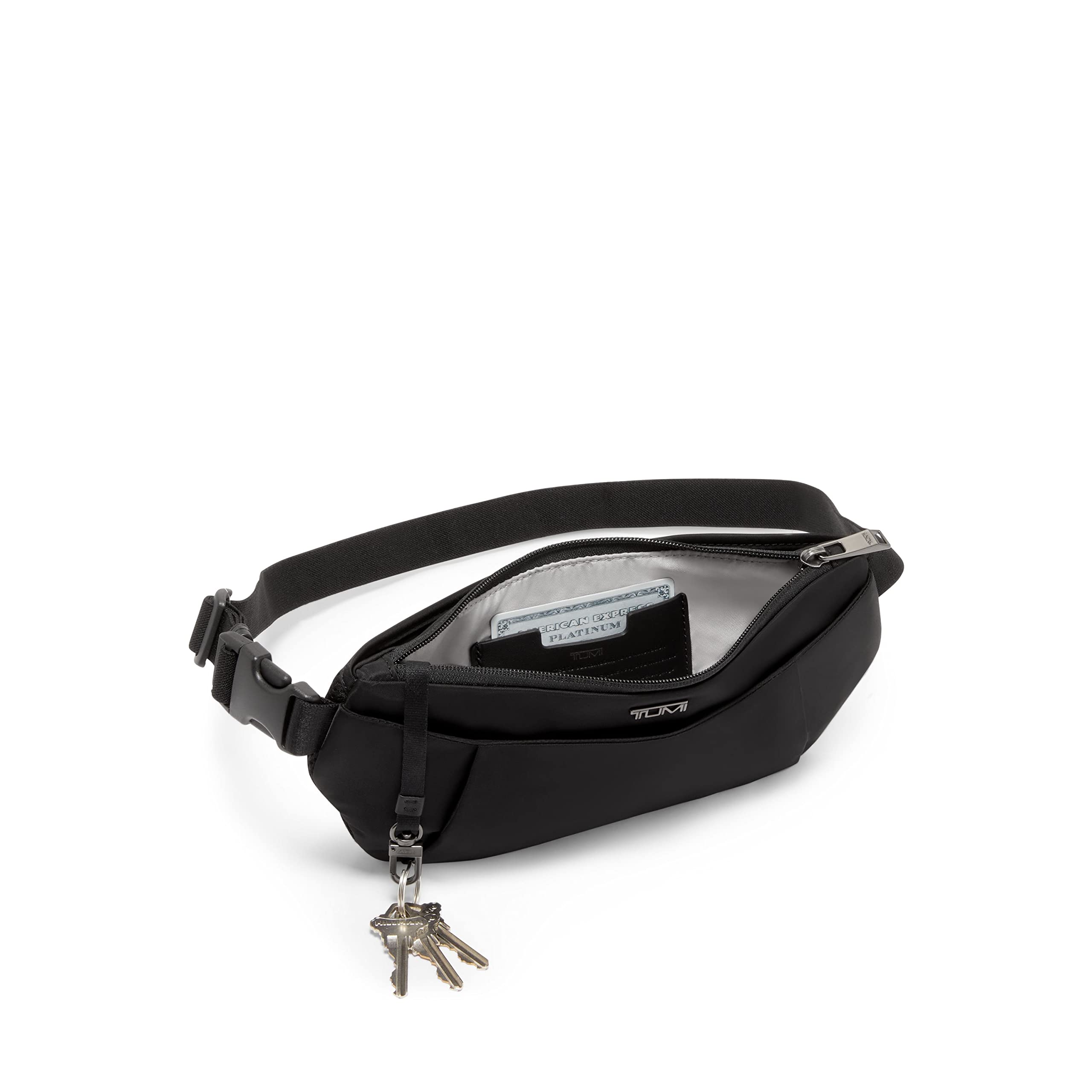 TUMI Voyageur Loha Slim Hip Bag - Waist Pack for Women & Men - Premium Fanny Pack Bag - Black & Gunmetal Hardware