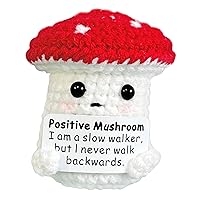 Crochet Positive Mushroom, Emotional Support Crocheted Vegetable with Inspirational Card, Mini Cheer Up Gifts for Women Friends Her