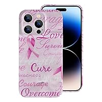 Cute Ribbon Breast Cancer Awareness Compatible with iPhone 14 Pro Fashion Mobile Phone Case Protector Cover for Women Men