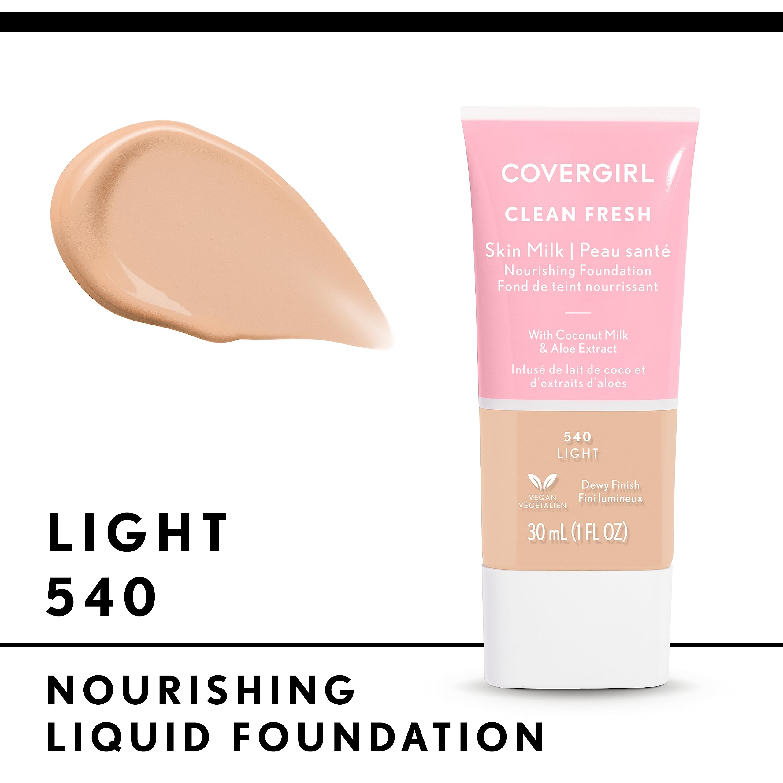 COVERGIRL, Clean Fresh Skin Milk Foundation, Light, 1 Fl Oz (Pack of 1)