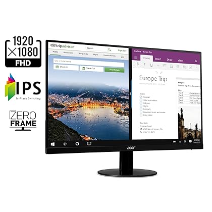 Acer 21.5 Inch Full HD (1920 x 1080) IPS Ultra-Thin Zero Frame Computer Monitor (HDMI & VGA Port), SB220Q bi