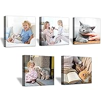 YASOJUN Customized Canvas Prints with Your Photos 5 Panesl Framed Personalized Family Portrait Pet Wedding Landcape Pictures Customized Canvas Prints Wall Art for Bedroom Livingroom Office Home Decor (5 Panels Framed, 20.00''X20.00