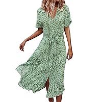 XJYIOEWT Corset Dress Plus Size Women,Women's Casual Broken Flower Long Button Summer Dress Long Lace Evening Dress