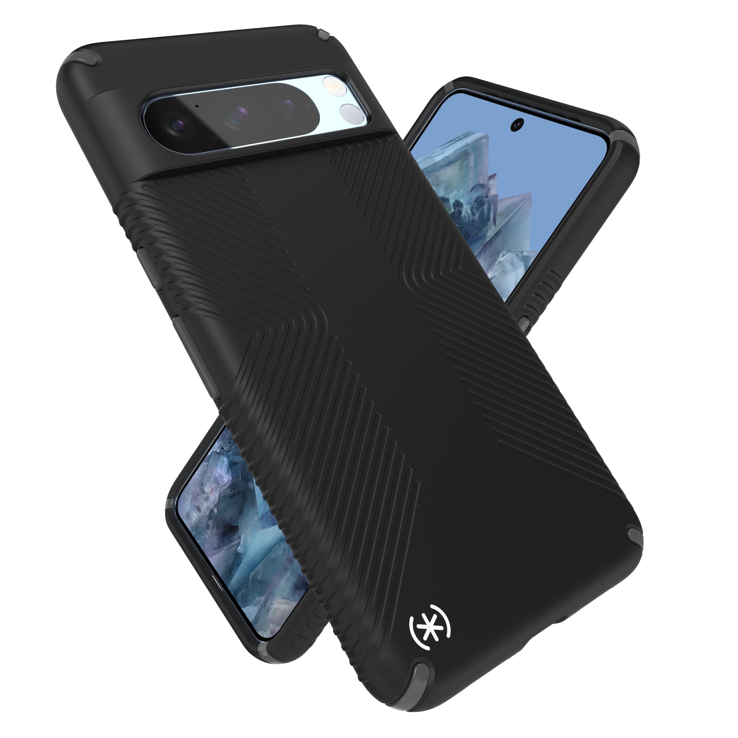 Speck Google Pixel 8 Pro Case - Drop Protection Grip - Scratch Resistant, Soft Touch Phone Case for Google Pixel 8 Pro - Presidio2 Grip Black/Slate Grey/White