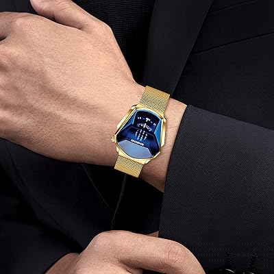 RORIOS Men's Watches Analog Quartz Watch Cool Creative Wristwatch with  Stainless Steel Brecelet Fashion Sport Watch for Men