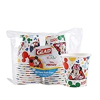 Glad for Kids Disney Mickey and Friends 3oz Mini Paper Bathroom Cups for Kids, Disney Paper Cups, Kids Bathroom Cups, Mouth Rinse Cups for Kids, 3oz Paper Cups 20 Ct