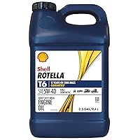 Shell Rotella T6 Full Synthetic 5W-40 Diesel Engine Oil (2.5-Gallon, Single Pack)