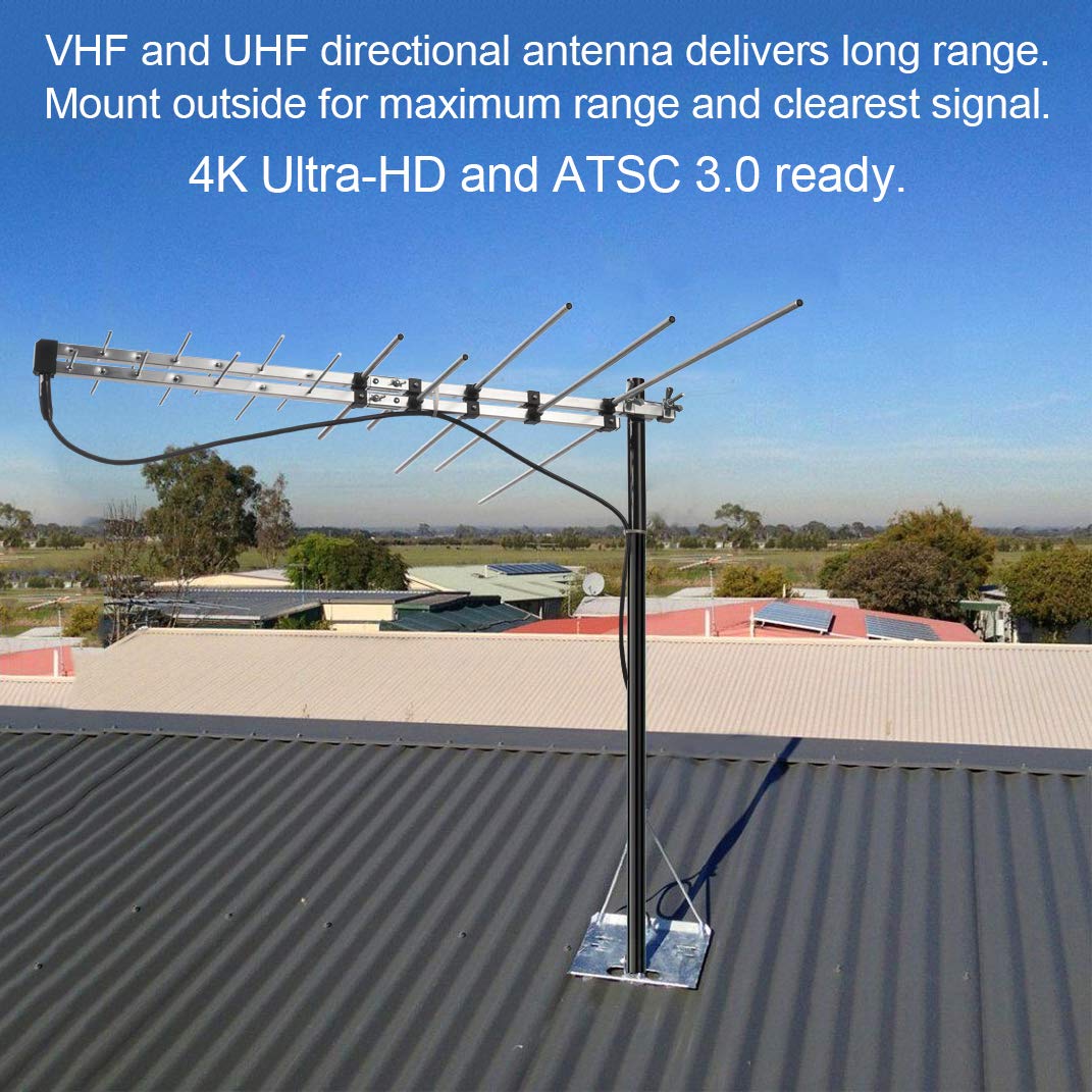 PBD Outdoor Antenna Yagi Satellite HD Antenna - Attic or Roof Mount TV Antenna, RV Antenna for Camping, Long Range Digital OTA Antenna for Clear Reception, 4K 1080P, All Metal