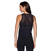 RBX Mesh Tank for Women, Relaxed Fit Airy Mesh Back Crewneck Cropped Workout Yoga Top