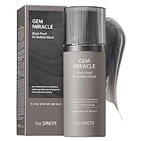 Gem Miracle Black Pearl O2 Bubble Mask - Korean Wash Off Mask with Oxygen Bubbles - Skin Radiance, Exfoliating, Clarify Oily Skin - Deep Pore Cleanser, 3.7 fl.oz.