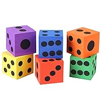 Foam Dice Set, 1.5 Inch Large Assorted Colorful Foam Dice Cubes with Number Dots, Playing Square Blocks Use for Gift Games Math Teaching Party Supplies, Pack of 6