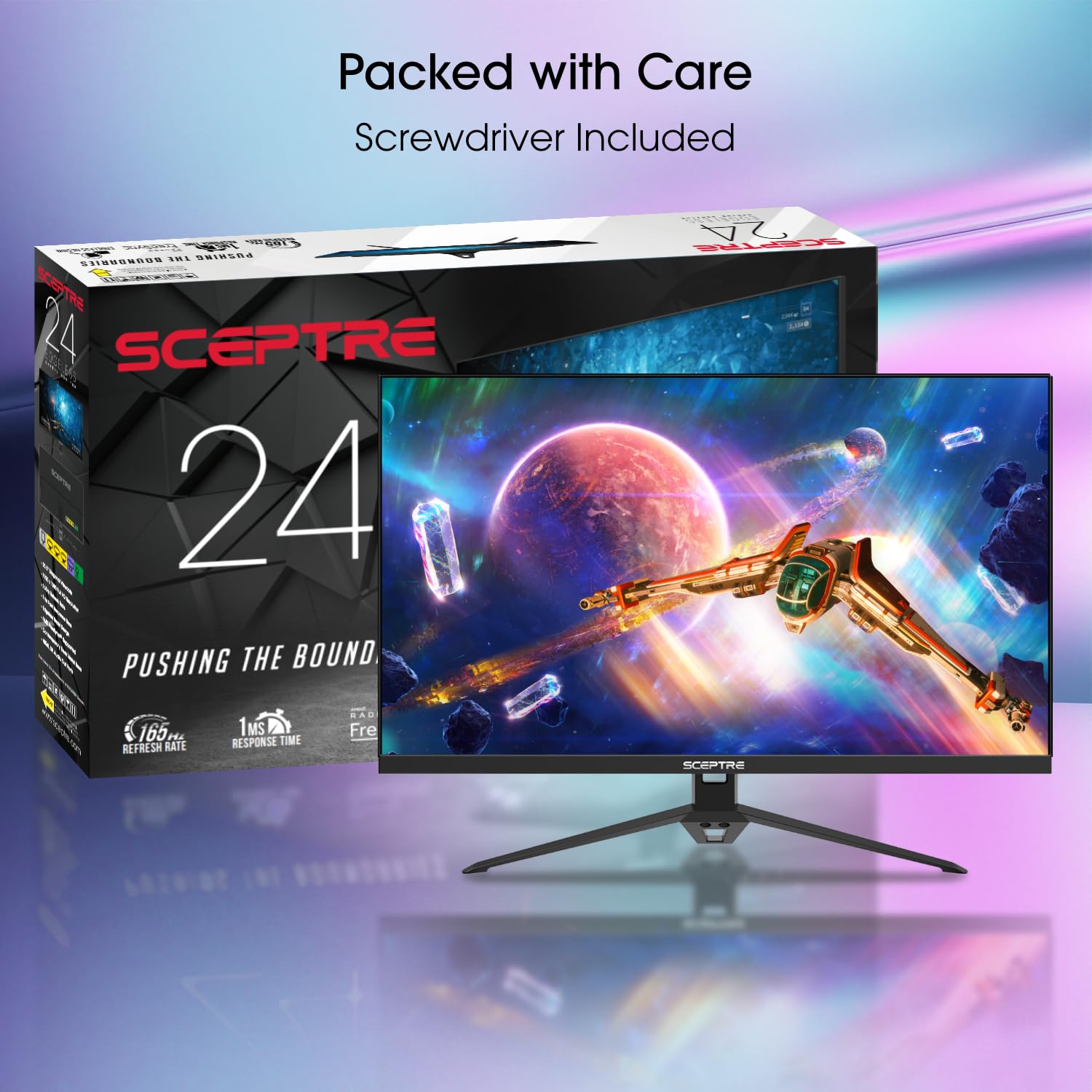Sceptre IPS 24” Gaming Monitor 165Hz 144Hz Full HD (1920 x 1080) FreeSync Eye Care FPS RTS DisplayPort HDMI Build-in Speakers, Machine Black 2020 (E248B-FPT168),IPS 24