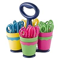 Westcott School Scissor Caddy and 5-Inch Blunt Safety Scissors for Kids, Assorted, 24 Pack (14756)