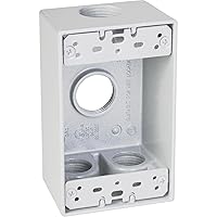 TayMac SD350WH Weatherproof Box, 1-Gang, (3) 1/2-Inch Outlets, Deep, White