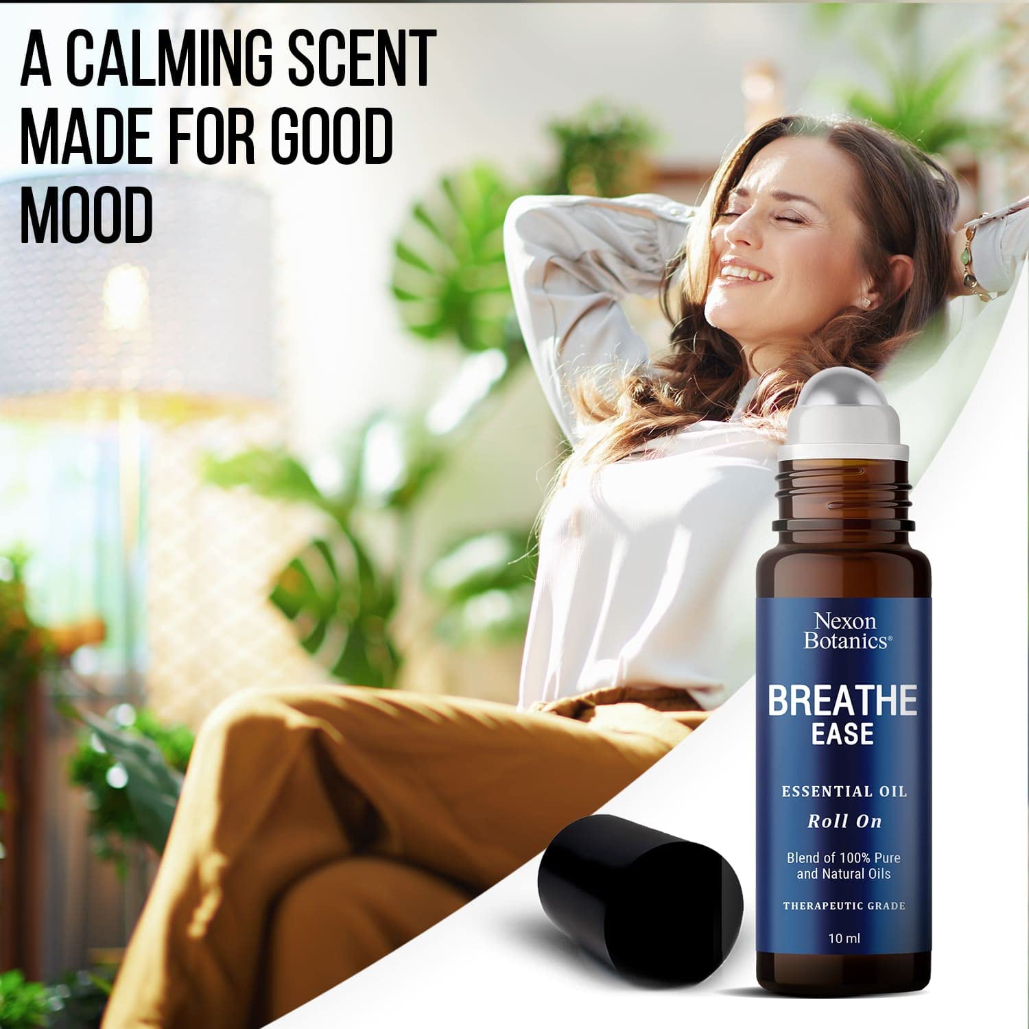 Breathe Ease Essential Oil Roll On Blend 10ml - Breathe Easy Essential Oil Roll-On - Pure Eucalyptus, Peppermint, and Rosemary Oil Blend for Clear Breathing and Respiratory Support - Nexon Botanics