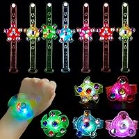 25 Pack LED Light Up Fidget Spinner Bracelets Favors For Kids 4-8 8-12,Glow in The Dark Party Supplies,Birthday Gifts,Treasure Box Toys for Classroom,Carnival Prizes,Pinata Goodie Bags Stuffers