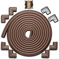 Roving Cove Edge Corner Protector Baby Proofing (Large 18ft Edge 8 Corners), Hefty-Fit Heavy-Duty, Soft NBR Rubber Foam, Furniture Fireplace Safety Bumper Guard, 3M Adhesive, Coffee Brown