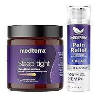 Medterra Relax & Relief Bundle, Includes Sleep Tight Melatonin Gummies with Hemp 30 Count Menthol Cream with Hemp 500mg