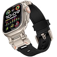 KADES For Apple Watch Ultra 2 Strap 49mm for Apple Watch Series 9/8/SE2/7/6/SE/5/4/3/2/1, 45mm/44mm/42mm, Heavy Duty Metal Connector Strap, Rugged TPU Sport Replacement Band, Silicone, No gemstone.