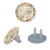 Electrical Outlet Covers 12 Pack, Plastic Plugs Covers Socket Protector Safety Caps - Vintage Newspaper Strips