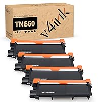 v4ink 4PK Compatible TN-660 Toner Replacement for Brother TN660 TN630 Toner Cartridge Black Ink for Brother MFC-L2700DW MFC-2740DW HL-L2300D L2320D L2340DW L2360DW L2380DW DCP L2540DW L2520DW Printer