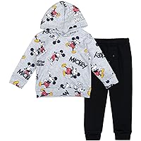 Disney Mickey Mouse Christmas Fleece Pullover Hoodie and Pants Outfit Set Newborn to Big Kid Sizes (0-3 Months - 14-16)