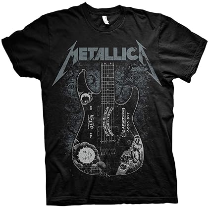 Metallica Men's Hammett Ouija Guitar Slim Fit T-Shirt Black