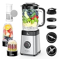 Sangcon Blenders and Food Processor Combo for Kitchen, Blender for Shakes and Smoothies, Grinding & more, 40 oz Jar & 17oz Cup with To-Go Lid, Stainless Steel Silver