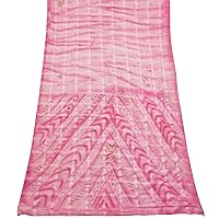 Vintage Indian Saree Red Silk Blend Fabric Floral Printed Craft Decor Textile Fabric Sari