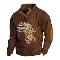 Mens Button Up Shirts Long Sleeve Corduroy Stand Collar Sweatshirt Mock Neck Elbow Patched Pullover Sweater