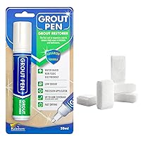 Grout Pen Tile Paint Marker: Ivory with 5 Pack Replacement Tips (Wide, 15mm) - Waterproof Grout Colorant and Sealer Pen to Renew, Repair, and Refresh Tile Grout - Cleaner Coating Stain Pens
