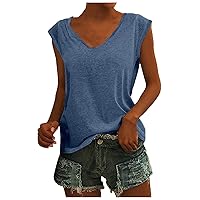 SCBFDI Womens Undershirts, Trendy Tops for Women 2024 V Neck Solid Color Tank Tops Basic Y2K Going Out Clothes Casual Summer Sleeveless Shirts