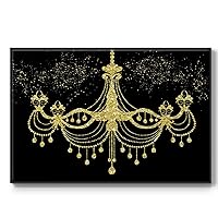 Renditions Gallery Floater Framed Wall Art for Lounge Beautiful Golden Chandelier Canvas Artwork for Bedroom Office Kitchen - 25