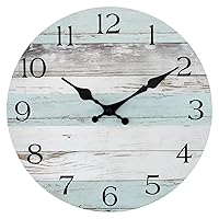 Wall Clock 12 Inch Silent Non-Ticking Battery Operated Wood Wall Clock Rustic Coastal Country Style Decorative for Bedroom Kitchen Living Room Home Office