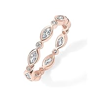 PAVOI 14K Gold Plated Cubic Zirconia Stackable Ring | Marquise Eternity Band For Women | Plated Gold Stacking Ring