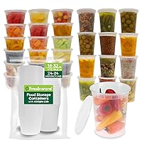 Freshware [48 Pack 16, 32 oz, 24 sets each size Food Storage Containers with Lids, Plastic Deli Containers, Meal Prep Containers, Microwave and Freezer Safe, Stackable, Leakproof, BPA Free, Clear