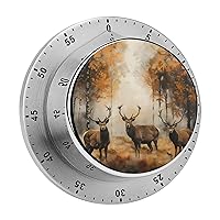 Autumn Camo Milu Deer 60 Minute Timer Stainless Steel Wind Up Magnetic Timer Time Management for Cooking Kitchen